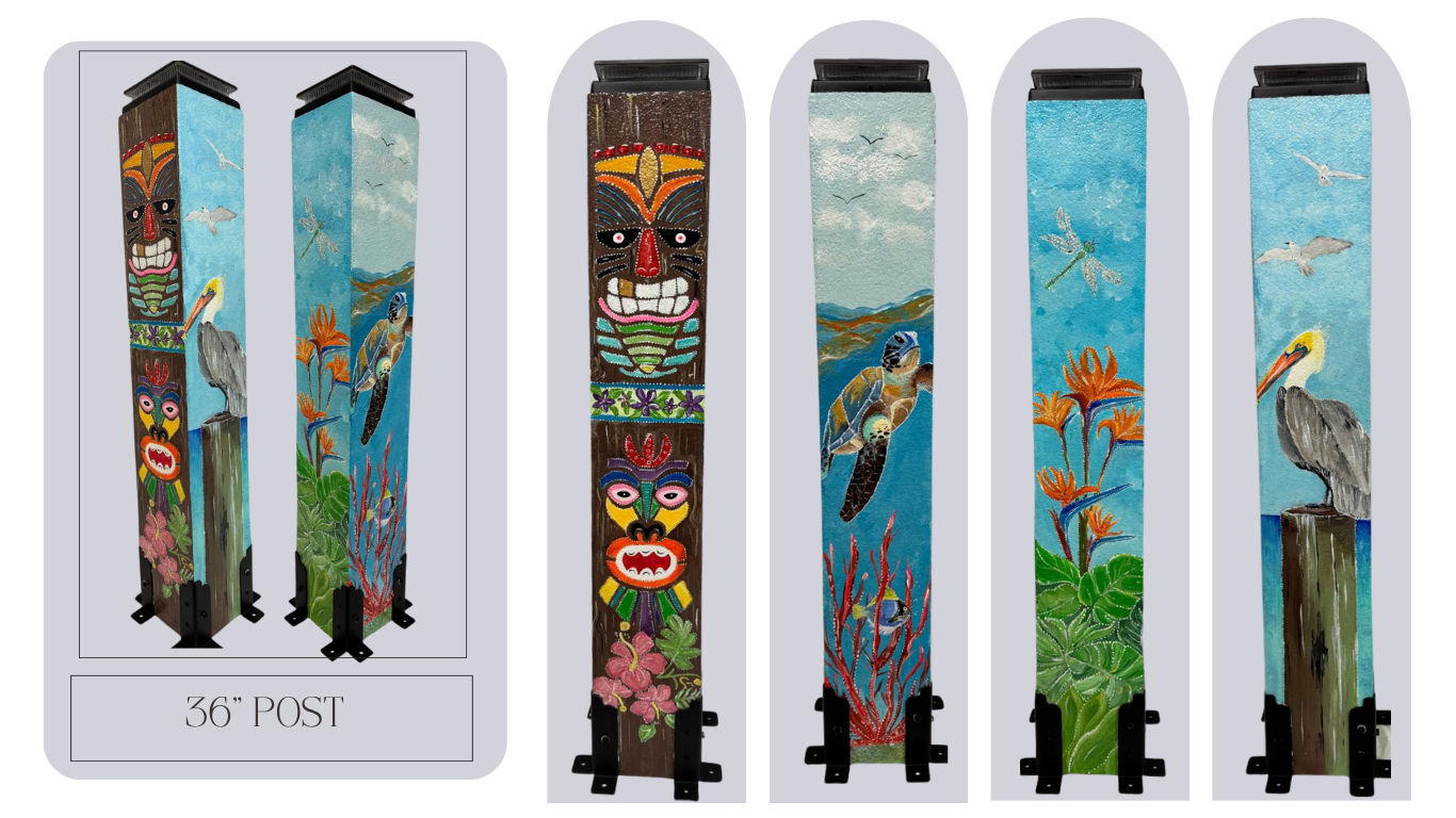 Pre-Designed Tropical Tiki 36" Post