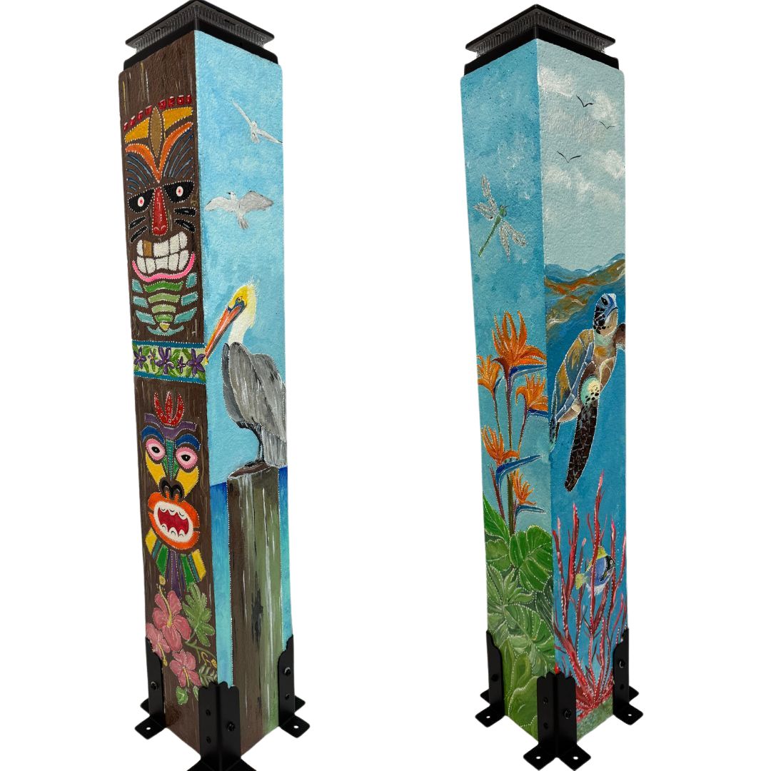 Pre-Designed Tropical Tiki 36" Post