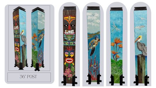 Pre-Designed Tropical Tiki 36" Post